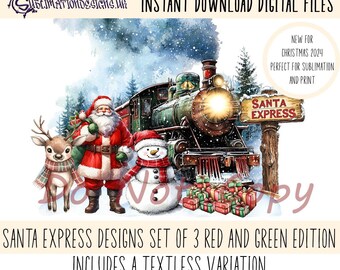 Santa Express Sublimation Design Set: Christmas Train Graphics (Digital Download)