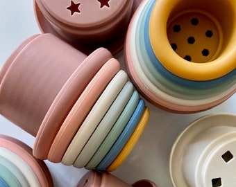 Silicone Stacking Cups / Baby Sensory / Baby Toy / Stacking Cups / Bath Toy