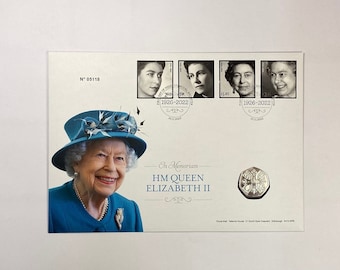 Her Majesty The Queen Brilliant Uncirculated 50p Coin Cover Memoriam