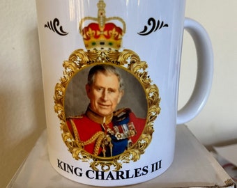 HM King Charles 3 (2022) official portrait commemorative cup - Mug - 11oz AAA grade Ceramic presentation boxed cup
