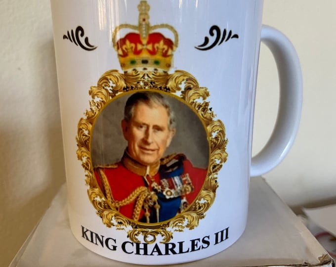 Featured listing image: HM King Charles 3 (2022) official portrait commemorative cup - Mug - 11oz AAA grade Ceramic presentation boxed cup