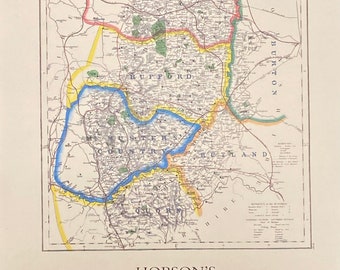 Nottinghamshire Foxhunting Map 1870 - Rufford, Galway, Grove and Rutland - 600x420mm limited to 100