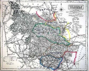 West Riding of Yorkshire Foxhunting Map 1870 - Bramham Moor, Badsworth - 12x16ins limited to 100 copies