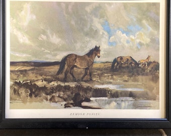 Exmoor Ponies by Lionel Edwards original framed print c.1935