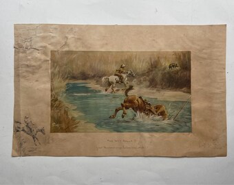 The Wet Nalla by Snaffles - original pencil signed print with embossed snaffles bits