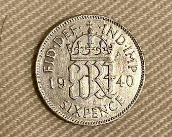 1940 Silver Sixpence King George VI. Good condition. Sealed capsule. UK Coin Hunter