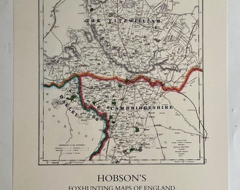 Huntingdonshire Foxhunting Map 1870 - Fitzwilliam Hunt - 600x420mm limited to 100