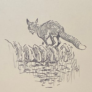 Fox Jumping Stonewall by Snaffles - An original 1935 print - Framed