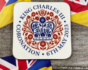 King Charles 3 (III) coronation coasters mats official emblem 9x9cm
