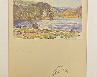 The Witching Hour by Lionel Edwards original framed print c.1935 salmon fishing Scotland