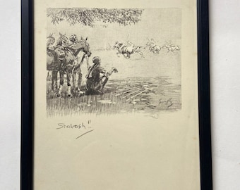 Shabash!! by Snaffles original 1932 print framed black Polo in India