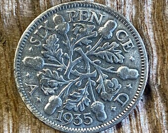 1935 George V Sixpence Silver Coin. VF20 Condition. Sealed Capsule. UK coin hunters