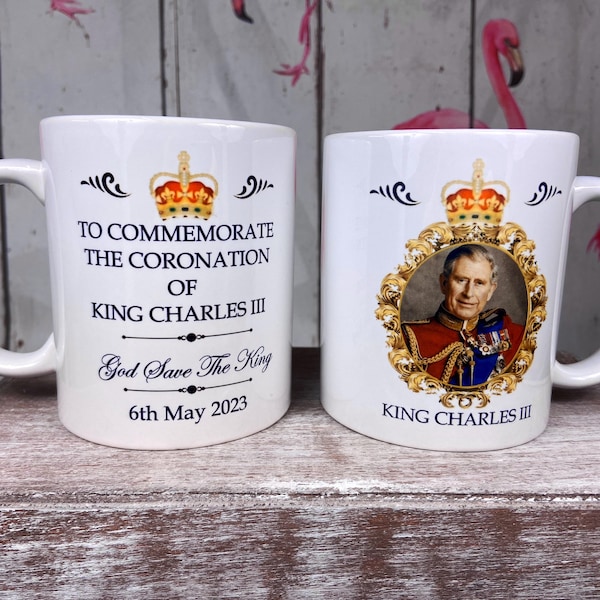 SM el Rey Carlos 3 (6 de mayo de 2023) Taza de coronación conmemorativa con retrato oficial - Taza en caja de presentación de cerámica de grado AAA de 11 oz - Venta al por mayor