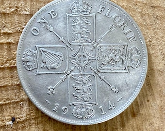 1914 King George V Florin EF40, Sealed Hologram Capsule. UK Coin Hunter. #119248