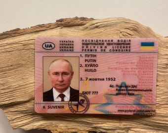 Putin Ukrainian Novelty Driving Licence. Russian President Joke ukraine Licence