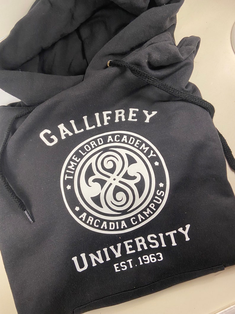 University of Gallifrey black hoodie Fruit of Loom original all sizes The Time Lords Academy Established 1963 image 2