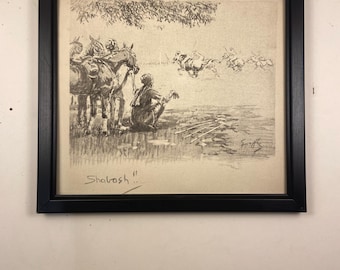 Shabash!! by Snaffles original 1932 print framed black Polo in India