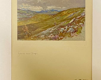 grouse over Dogs by Lionel Edwards original framed print c.1935 Grouse shooting Scotland