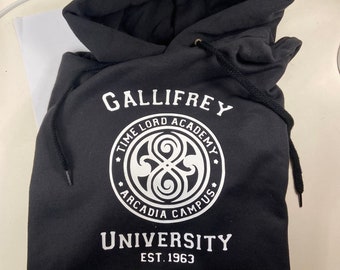 University of Gallifrey schwarzer Hoodie - Fruit of Loom original - alle Größen! Die Akademie des Time Lords! Gegründet 1963