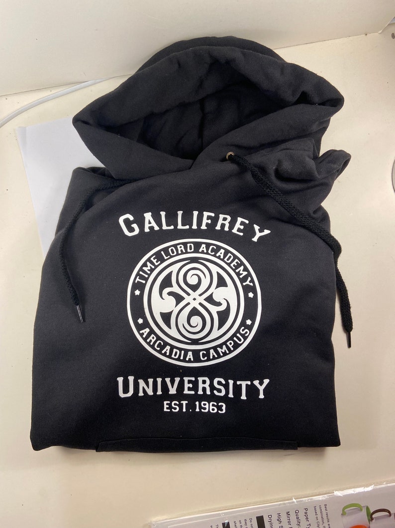 University of Gallifrey black hoodie Fruit of Loom original all sizes The Time Lords Academy Established 1963 image 1