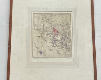 Tom Carr Etching “A Woodland Hunt” 72/75 Pencil Signed Original Frame