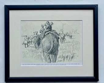 The Glad throng That Goes Shuffling Along By Snaffles Original 1932 Print Framed Black Frame and cream mount. Elephant & Pigsticking