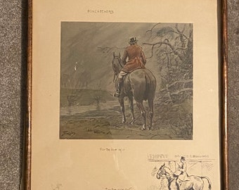 Fox catchers - For the love of it by Snaffles - An original pencil signed & Embossed print 1930 - original Frame