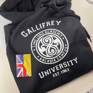 University of Gallifrey black hoodie Fruit of Loom original all sizes The Time Lords Academy Established 1963 image 3