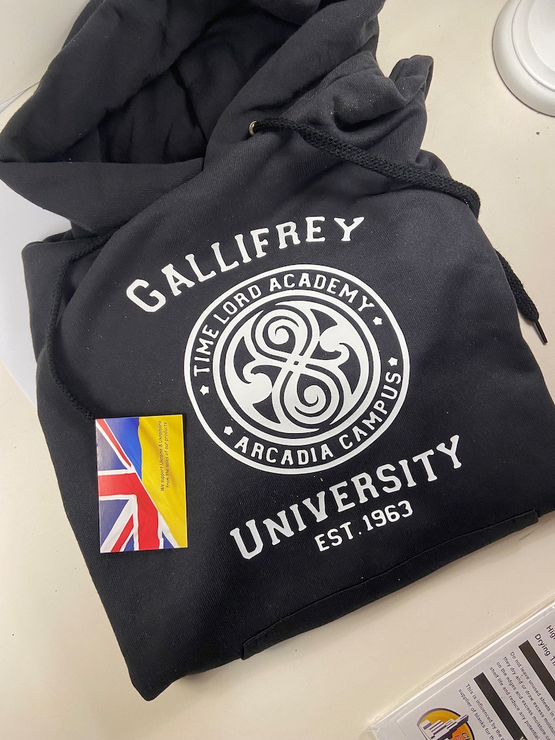 University of Gallifrey black hoodie Fruit of Loom original all sizes The Time Lords Academy Established 1963 image 3