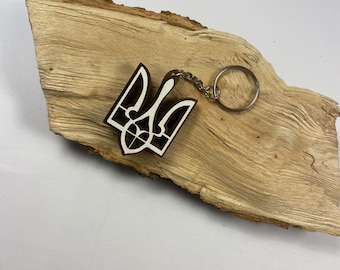 Ukraine Trident Wooden Key Ring Made In Ukraine