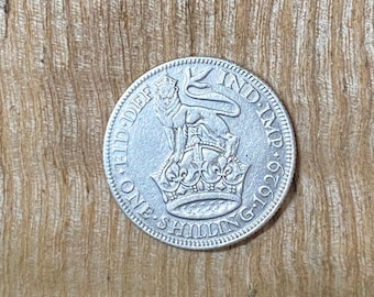 1929 Silver Shilling George V. Good Condition. Sealed Capsule. UK  Coin hunters.