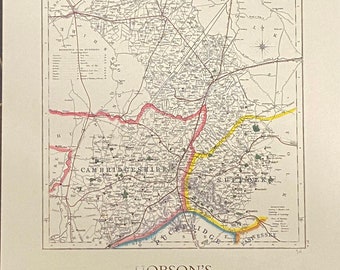 Cambridgeshire Foxhunting Map 1870 - Cambridge hunt   - 600x420mm limited to 100