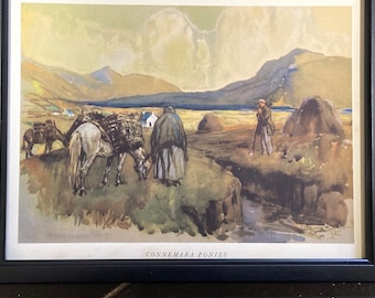 Connemara Ponies by Lionel Edwards original framed print c.1935