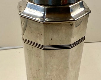 Vintage Art Deco Silver plate Cocktail Shaker. Octagonal 1920’s designer named J.B and Co ltd. beautiful piece