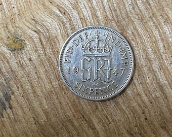 1947 sixpence George VI. Fine condition. Sealed capsule. Uk Coin hunters.