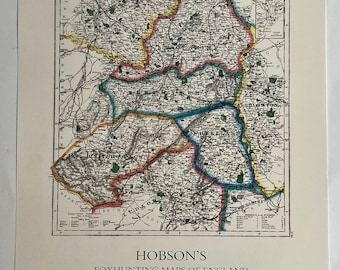 Shropshire Foxhunting Map 1870 - Ludlow, United, Wheatland Hunts - 600x420mm limited to 100