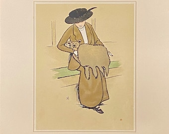 Dog Days, just where I want to be by Cecil Aldin original 1935 print, cream mount and plain black frame