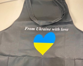 Ukraine heart apron in black . With love from Ukraine.
