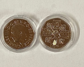 50p King Charles 3 2022 from sealed bags from Royal Mint, presented in clear sealed case - 1 coin - UK Coin hunt