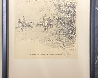The Hairy Old Bullfinch As Black As Your Hat by Snaffles - An original 1935 print - Framed