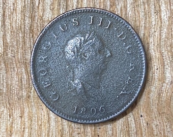 1806 George III Half Penny copper coin excellent condition - in sealed capsule - UK Coin Hunter