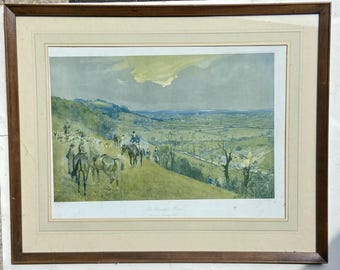 Vintage Beaufort Hunt By Lionel Edwards A Kill Above Sodbury Vale Print 22x28ins