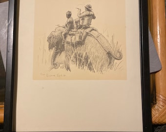 The Burra Sahib by Snaffles original 1932 print framed black