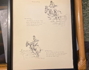 Posts and Rails by Snaffles original 1932 print hunting framed black