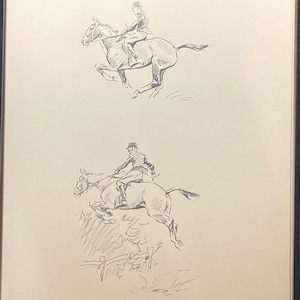 The Ash Plant & Snaffle bridle school by Snaffles - An original 1935 print - Framed