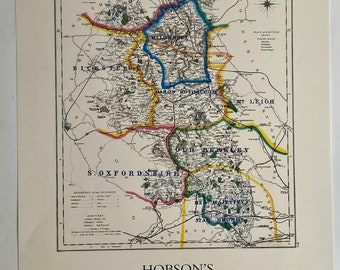 Buckinghamshire Foxhunting Map 1870 - vale of Aylesbury, Bicester Hunts - 600x420mm limited to 100