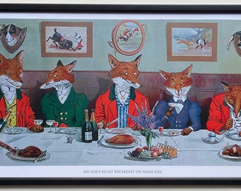 Framed Mr Fox’s Hunt Breakfast On Xmas Day large print 610x325mm