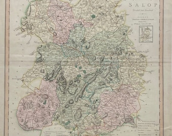 Original Antique Shropshire Map c1818 by C.Smith