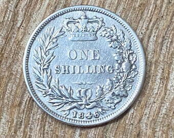 1846 Silver Shilling, Victoria. Fine & Scarce. Sealed Capsule. UK Coin Hunter.