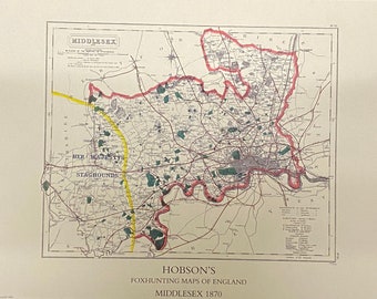 Middlesex Foxhunting Map 1870 - Her Majesty’s staghounds hunts   And greater London map! - 600x420mm limited to 100